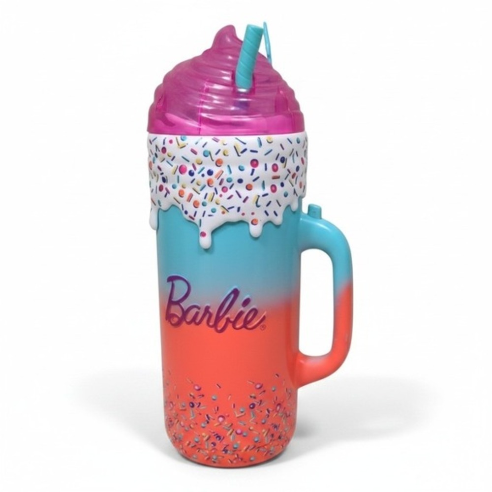 Mattel Barbie Milkshake Tumbler Cup 40oz 2023 New Teal Pink Sprinkles‎ Huge Mug